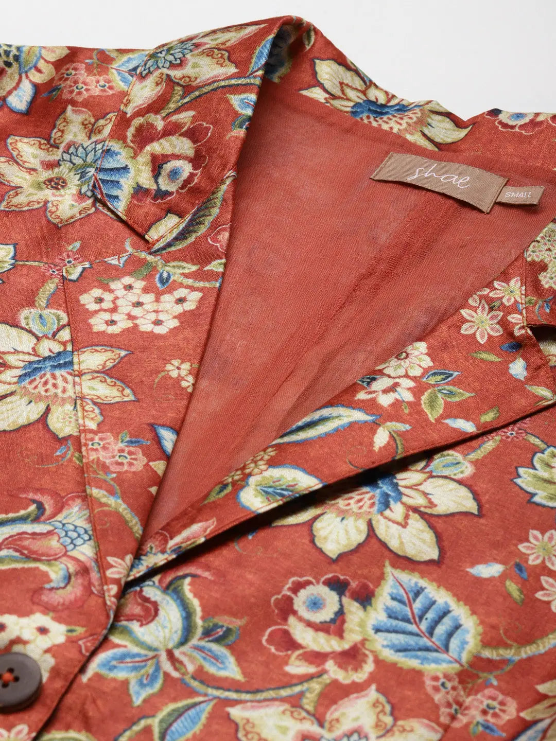 Women Printed Orange Half Sleeve Jacket Wool Jacket Cashmere Jacket Tweed Jacket