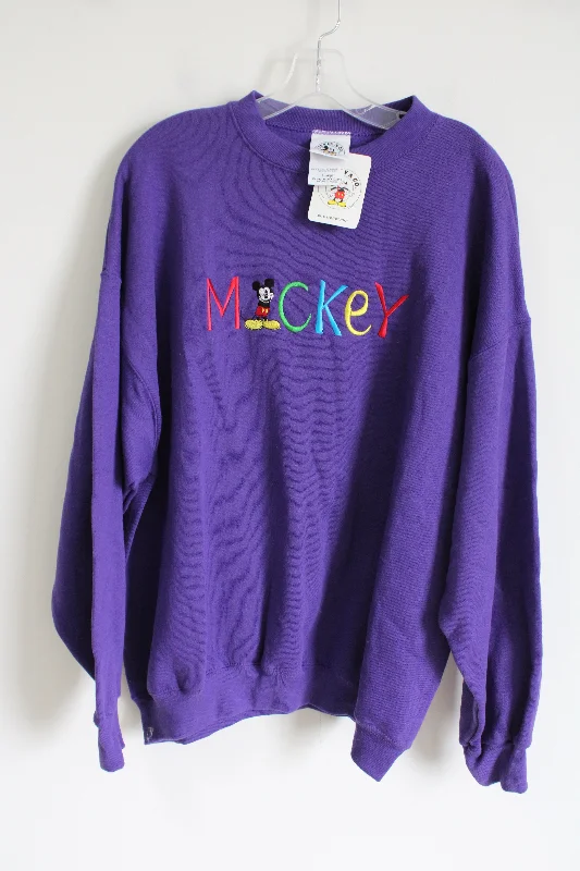 NEW Vintage Mickey & Co. Mickey Mouse Embroidered Purple Sweatshirt | XL Hoodie with Logo Branding Identity NEW Vintage Mickey & Co. Mickey Mouse Embroidered Purple Sweatshirt | XL Hoodie with Logo Branding Identity