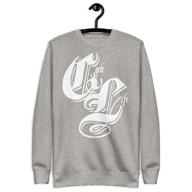 Cycle Life Initial Black | unisex fleece pullover Sheath Sleeve Elegant