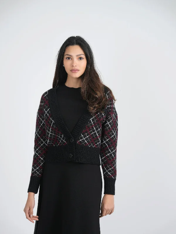 MiuMax Vneck 2 Button Cardigan Knit Fabric Woven Fabric Fleece Fabric
