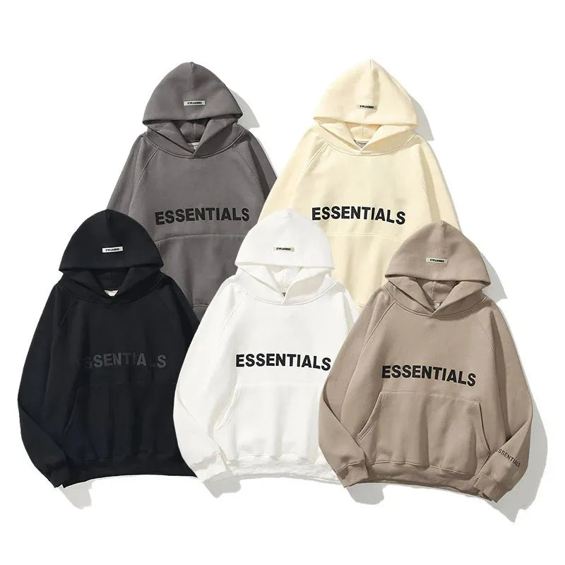 Essentials - Hoodie with 3D rubber lettering logo, high-quality, hip-hop, loose fitting, unisex, oversized, fashion brand,hoodie Hoodie with Ribbed Cuffs Snug Fit Comfort Essentials - Hoodie with 3D rubber lettering logo, high-quality, hip-hop, loose fitting, unisex, oversized, fashion brand,hoodie Hoodie with Ribbed Cuffs Snug Fit Comfort