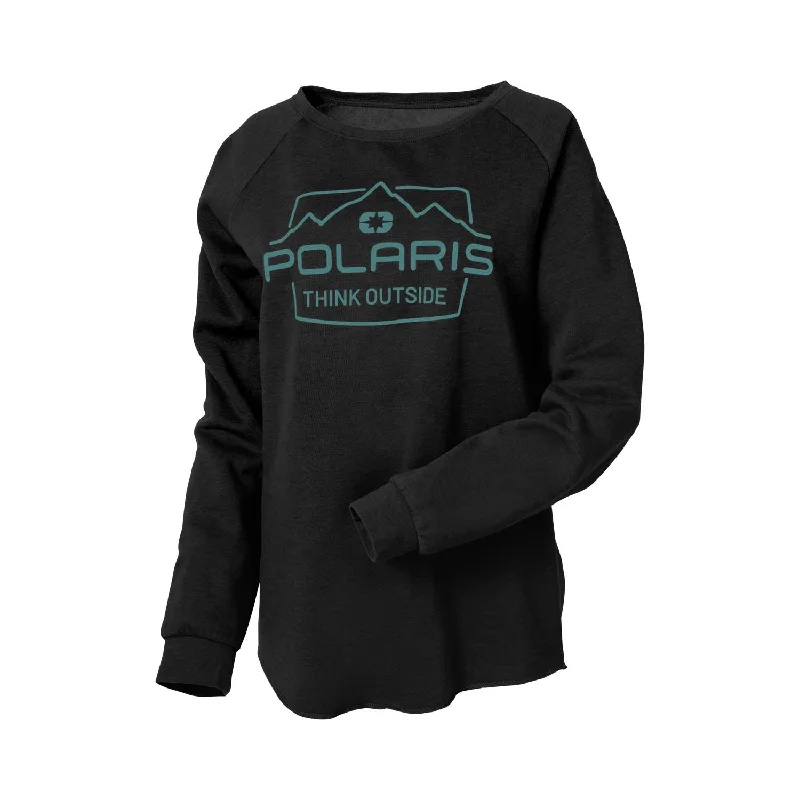 Polaris Women's Adventure Crew Sweatshirt, Black/Teal | 2833100 Hoodie with Hem Ribbing Snug Secure