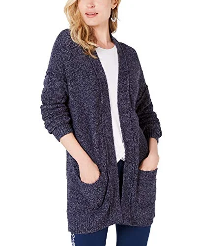 Marled Open-Front Cardigan Hooded Cardigan Collared Cardigan Shawl Collar