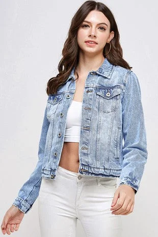 Blue Age Short Denim Jacket Front Pockets Side Pockets Patch Pockets