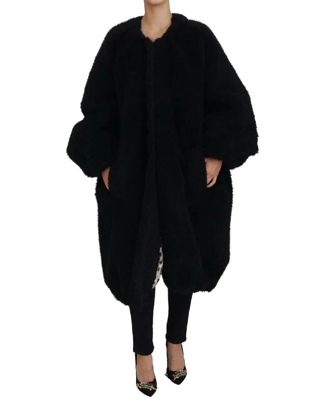 Dolce & Gabbana Cashmere Blend Faux Fur Coat Jacket Satin Jacket Silk Jacket Chiffon Jacket