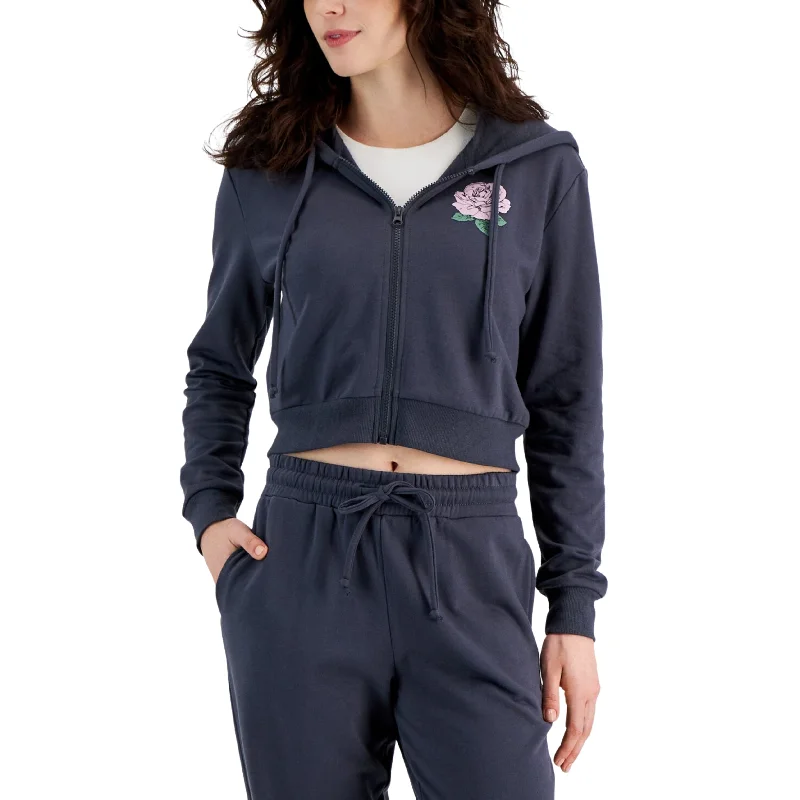 REBELLIOUS ONE - Rose Zip-up Hoodie Hoodie with Zipper Placket Modern Functional