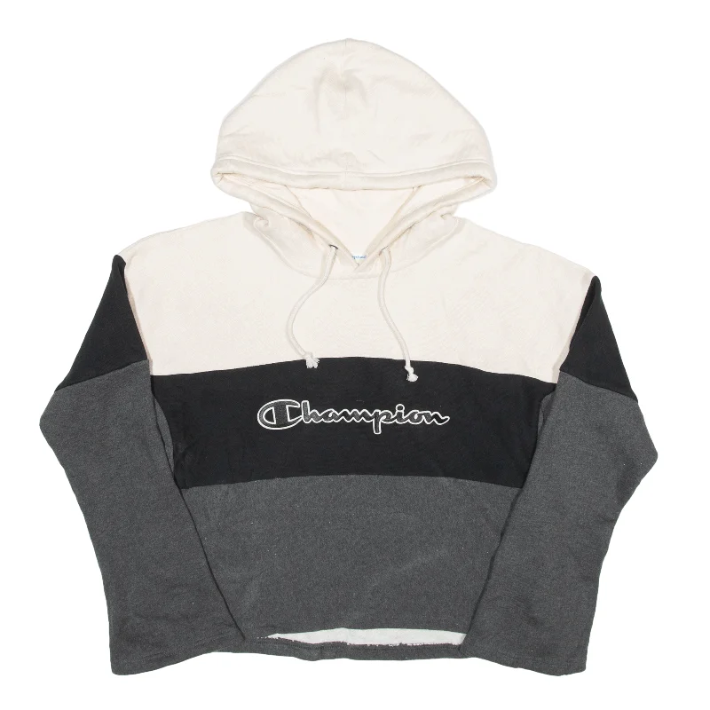 CHAMPION Reverse Weave Fleece Lined Hoodie Grey Pullover Womens L Boat Neck Sweater