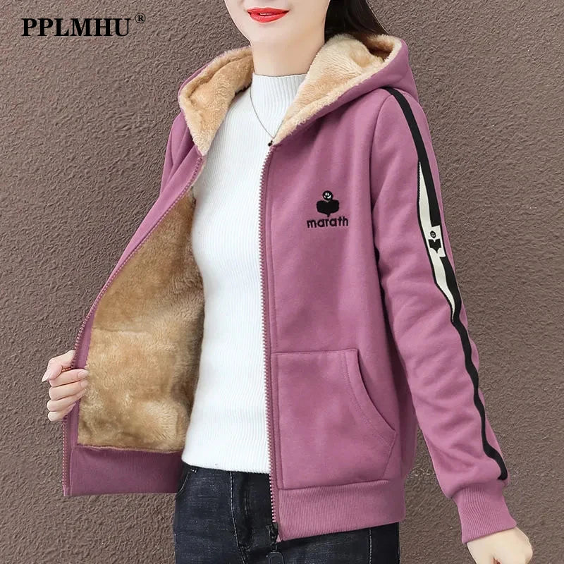 Casual Loose Zip Up Short Fleece Jacket Women Autumn Korean Long Sleeve Hooded Sweatshirt Streetwear Fashion Sports Hoodies Tops Hooded Sweatshirt Casual Wear Street Style Casual Loose Zip Up Short Fleece Jacket Women Autumn Korean Long Sleeve Hooded Sweatshirt Streetwear Fashion Sports Hoodies Tops Hooded Sweatshirt Casual Wear Street Style