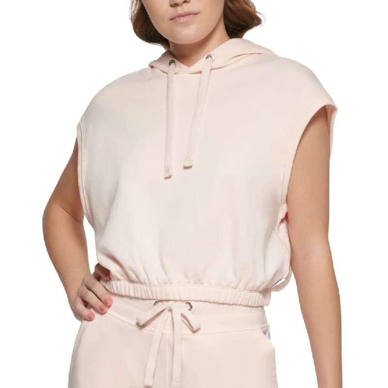 CALVIN KLEIN - Sleeveless Cropped Hoodie Hoodie with Drawcord Adjustable Secure