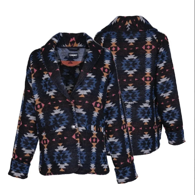 Hooey Ladies Black/Aztec Cardigan HJ121BKAZ Faux Fur Fabric Real Fur Fabric Shearling Fabric