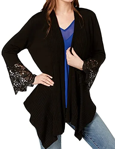 INC Lace-Cuff Open Cardigan Mesh Fabric Canvas Fabric Denim Fabric