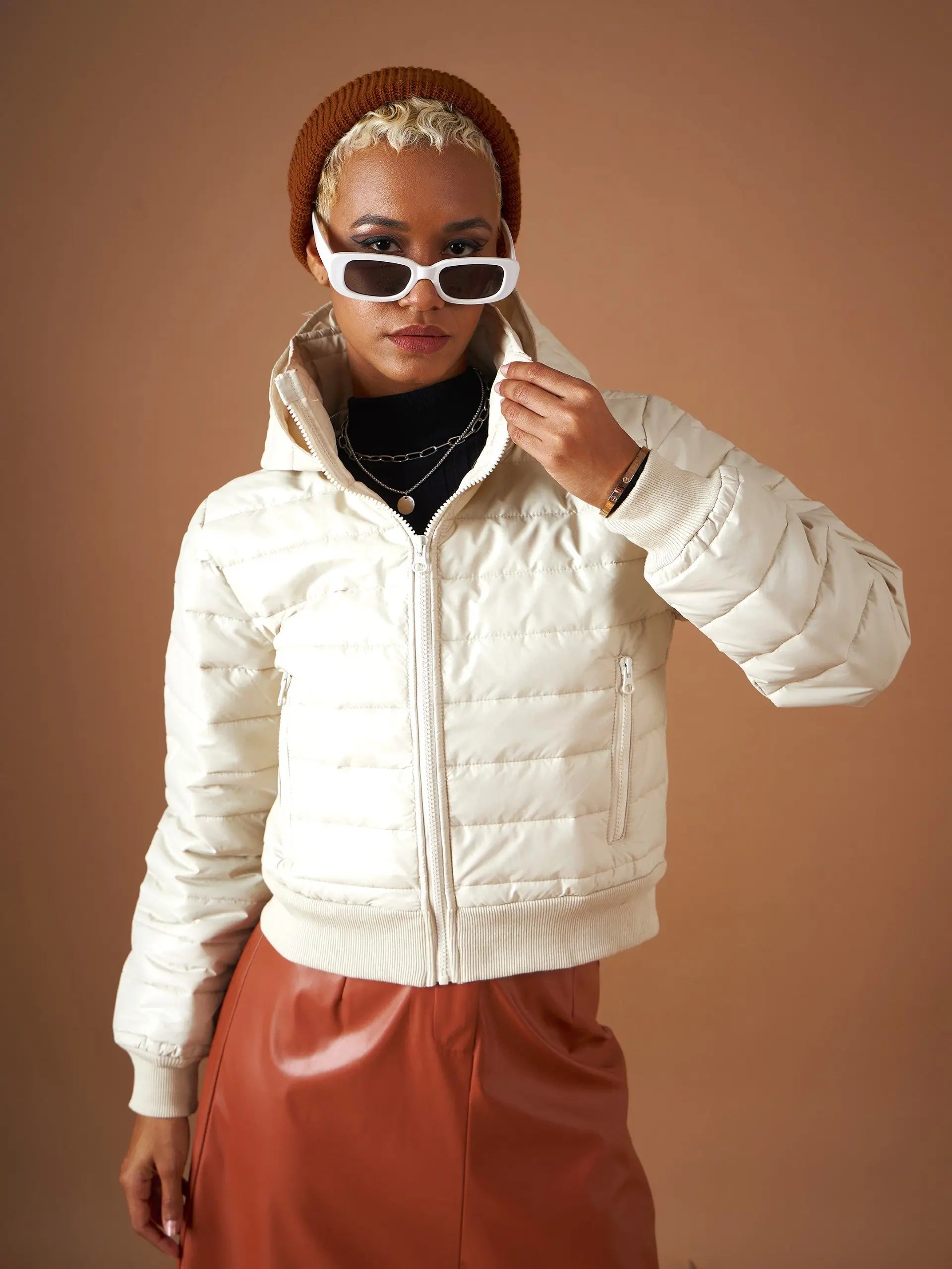 Women Solid Standard Beige Full Sleeve Jacket Print Jacket Jacquard Jacket Patchwork Jacket Women Solid Standard Beige Full Sleeve Jacket Print Jacket Jacquard Jacket Patchwork Jacket