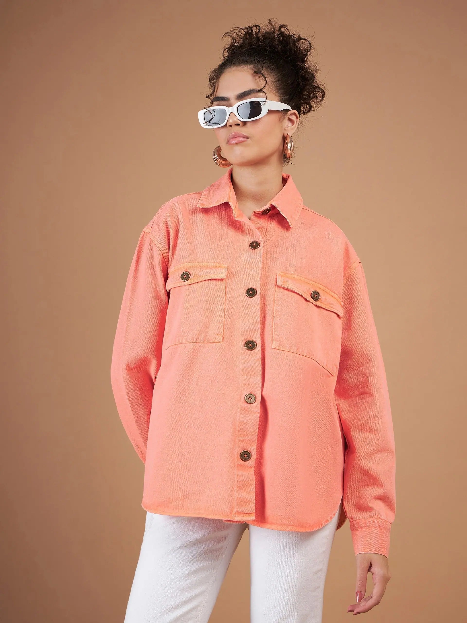 Women Solid Standard Orange Collared Neck Full Sleeve Jacket Mesh Jacket Canvas Jacket Denim Jacket Women Solid Standard Orange Collared Neck Full Sleeve Jacket Mesh Jacket Canvas Jacket Denim Jacket