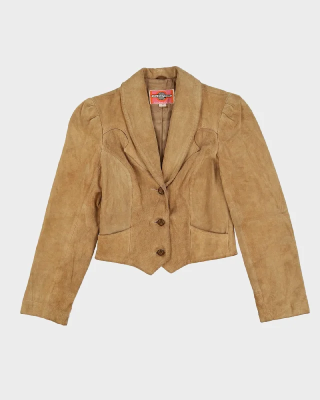 Vintage 1990s Beige Suede Pioneer Jacket - XXS Striped Jacket Polka Dot Jacket Floral Jacket Vintage 1990s Beige Suede Pioneer Jacket - XXS Striped Jacket Polka Dot Jacket Floral Jacket