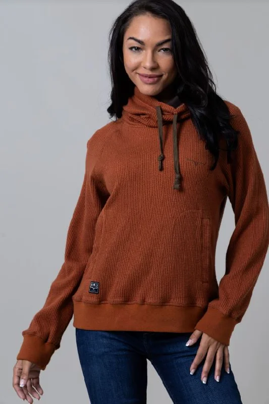 Women's Kimes Laguna Hoodie Brown Hoodie with Metallic Shiny Futuristic