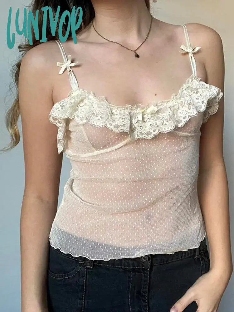 Lunivop Sweet Solid Lace Trim Camis Top See Through Sexy Slim Slash Neck Sleeveless Tank Tops Women 2024 Summer Fashion Lady trendy tank top Lunivop Sweet Solid Lace Trim Camis Top See Through Sexy Slim Slash Neck Sleeveless Tank Tops Women 2024 Summer Fashion Lady trendy tank top