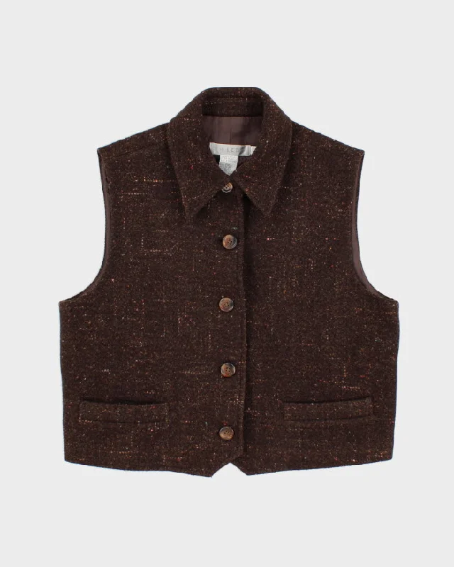 Vintage 90s Tweeds Collared Sleeveless Jacket - M Snapped Jacket Toggled Jacket Drawstring Jacket Vintage 90s Tweeds Collared Sleeveless Jacket - M Snapped Jacket Toggled Jacket Drawstring Jacket