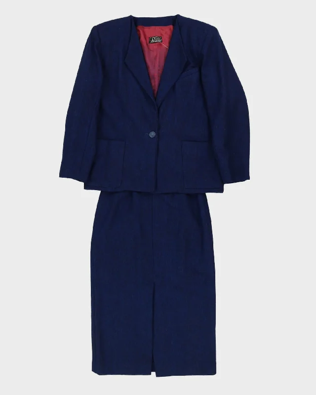 1990s Blue 2 Piece Jacket And Skirt Suit - S Corduroy Jacket Velvet Jacket Brocade Jacket 1990s Blue 2 Piece Jacket And Skirt Suit - S Corduroy Jacket Velvet Jacket Brocade Jacket