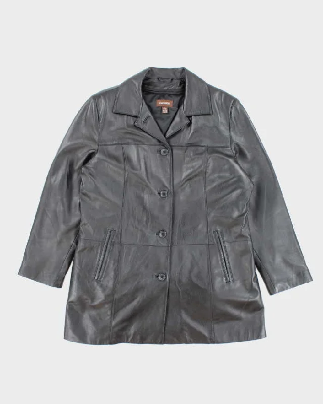 Vintage Women's Danier Heavyweight Leather Button Up Jacket - XL Ribbed Jacket Pleated Jacket Ruffled Jacket Vintage Women's Danier Heavyweight Leather Button Up Jacket - XL Ribbed Jacket Pleated Jacket Ruffled Jacket
