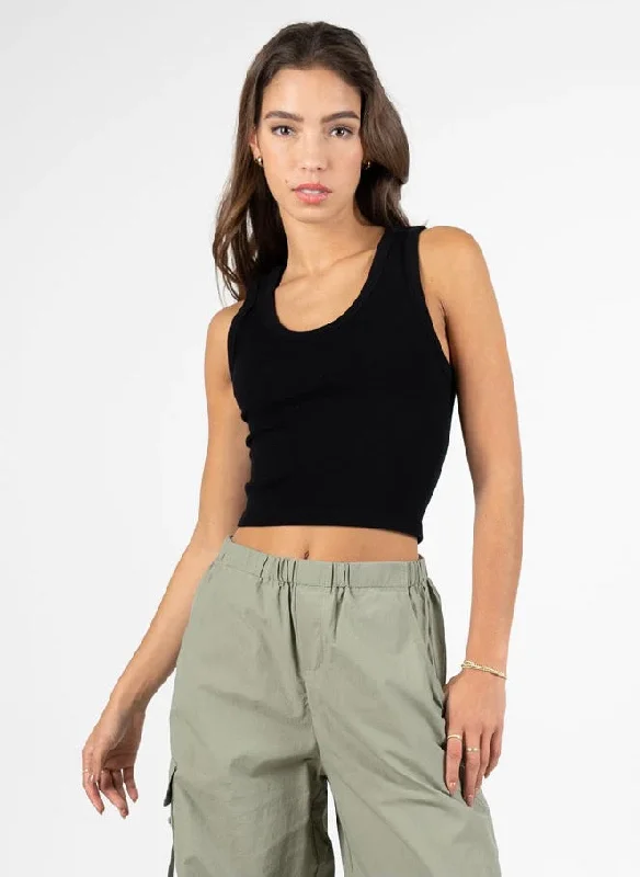 Bamboo Rib Deep Scoop Neck Tank bronze tank top