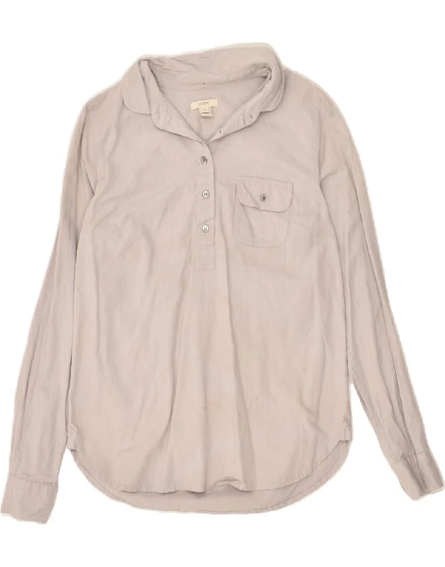 J. CREW Womens Pullover Shirt UK 6 XS Grey Cotton Boyleg Sleeve Pullover