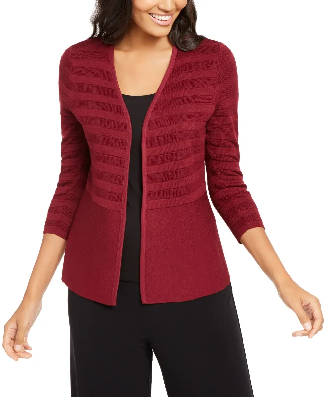 Alfani Petite Mixed Stitch Cardigan Fleece Cardigan Nylon Polyester