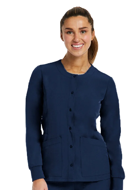Round Neck Snap Jacket XS-3XL By Maven / Navy Fleece Jacket Down Jacket Feather Jacket Round Neck Snap Jacket XS-3XL By Maven / Navy Fleece Jacket Down Jacket Feather Jacket