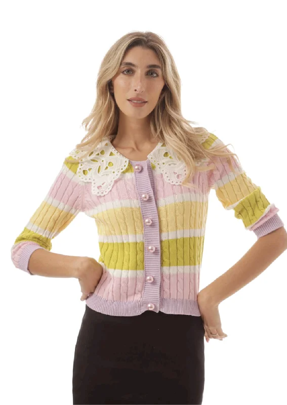 Paper Parachute Lace Color Cardigan Asymmetrical,ymmetric Pencil Cardigan