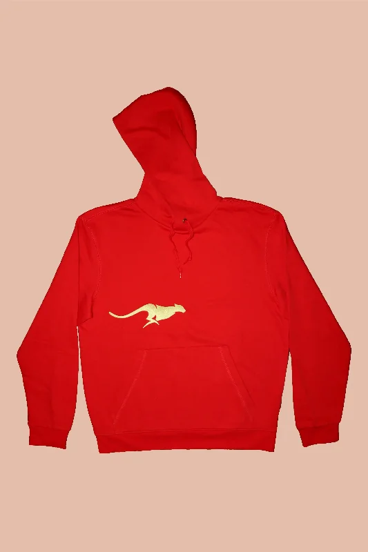 Cheetah Hoodie Red Kontrastsupply Hoodie with Belted Waist Structured Tailored