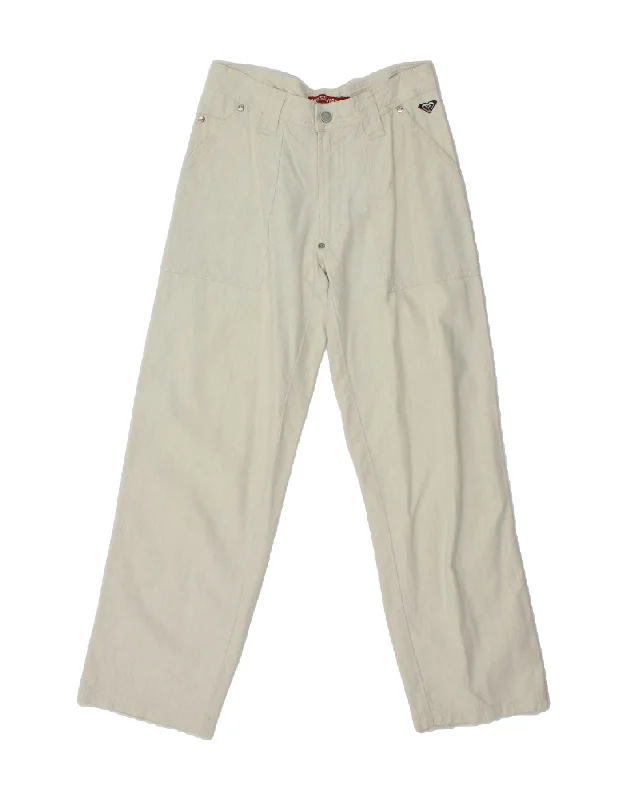 QUIKSILVER Womens Straight Casual Trousers W28 L28 Off White Linen Trousers Capri Summer QUIKSILVER Womens Straight Casual Trousers W28 L28 Off White Linen Trousers Capri Summer