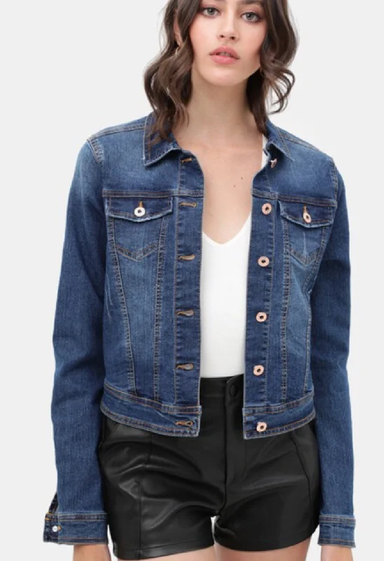 Fashion District Love Tree Vintage Denim Jacket Stand-Up Collar Roll-Neck Collar Turtle Neck Fashion District Love Tree Vintage Denim Jacket Stand-Up Collar Roll-Neck Collar Turtle Neck