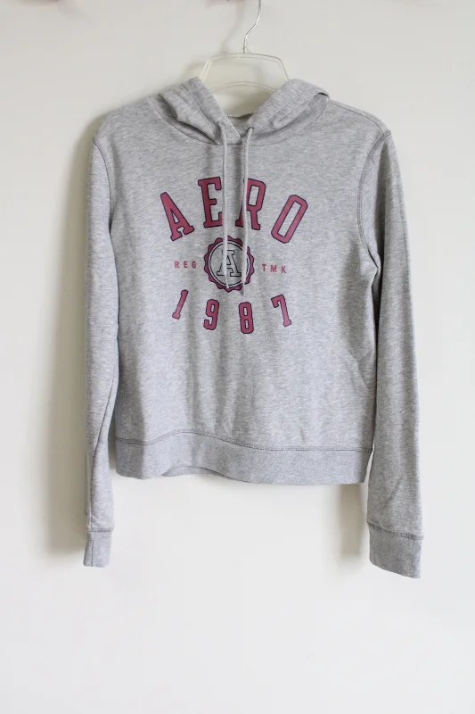 Aeropostale Gray Soft Logo Hoodie | S Hooded Sweatshirt Casual Wear Street Style