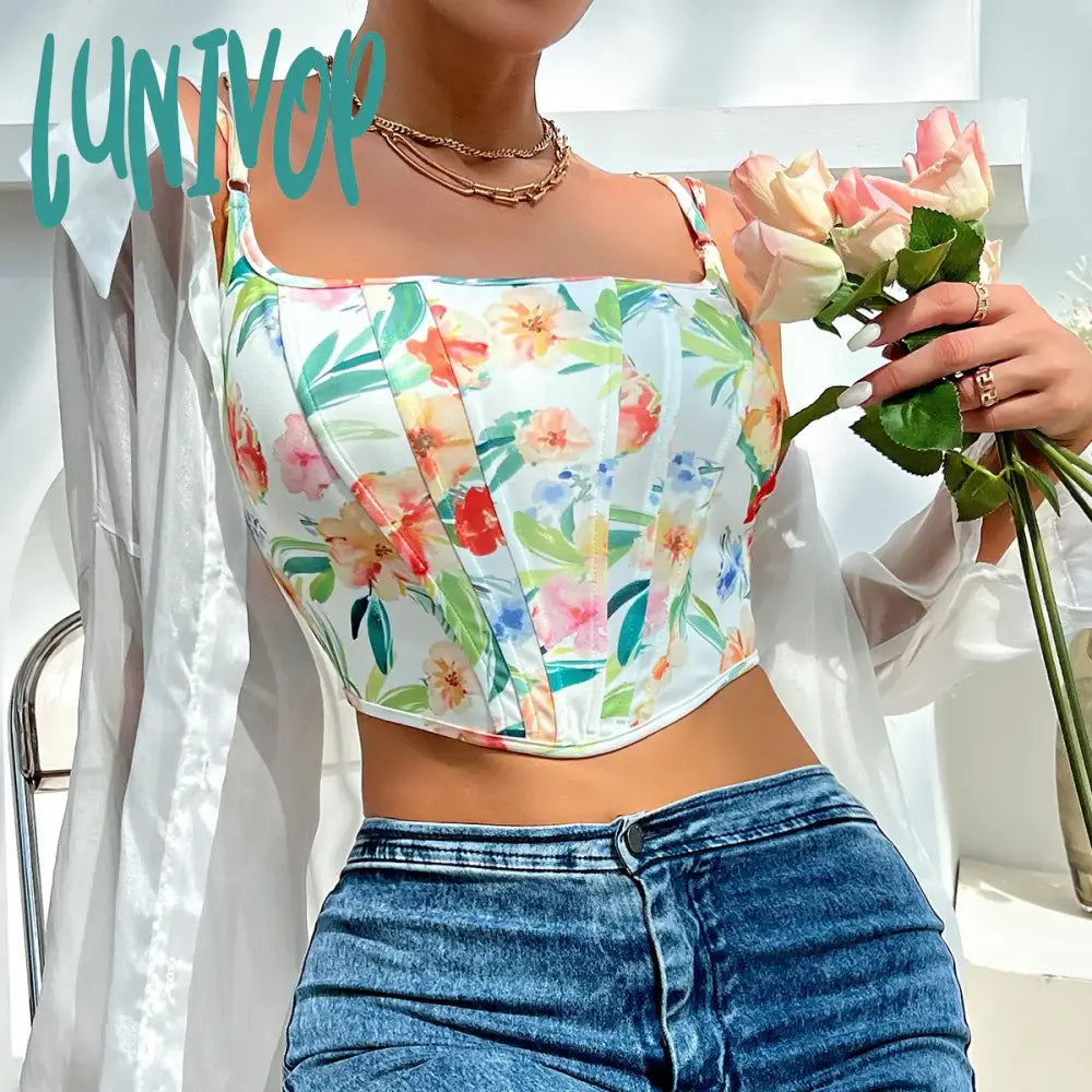 Lunivop Sexy Printing Deep V Fishbone Slim Sling Fitting Corset Ladies Top Summer Basic Corset Tank Top Clothes for Women Party Clubwear soft pink tank Lunivop Sexy Printing Deep V Fishbone Slim Sling Fitting Corset Ladies Top Summer Basic Corset Tank Top Clothes for Women Party Clubwear soft pink tank