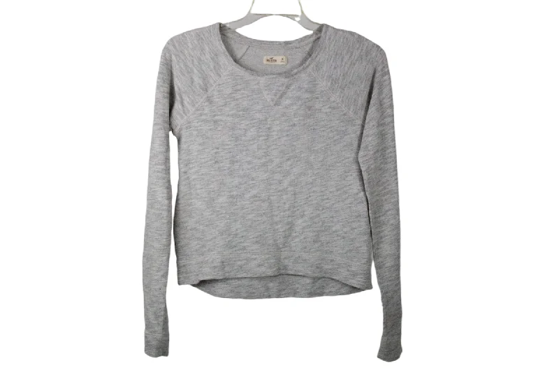 Hollister Gray Sweatshirt | M Hoodie with Lace Feminine Delicate