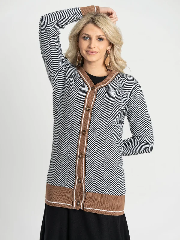 Birch Midi Herringbone Cardigan Seamless Knitted Crochet