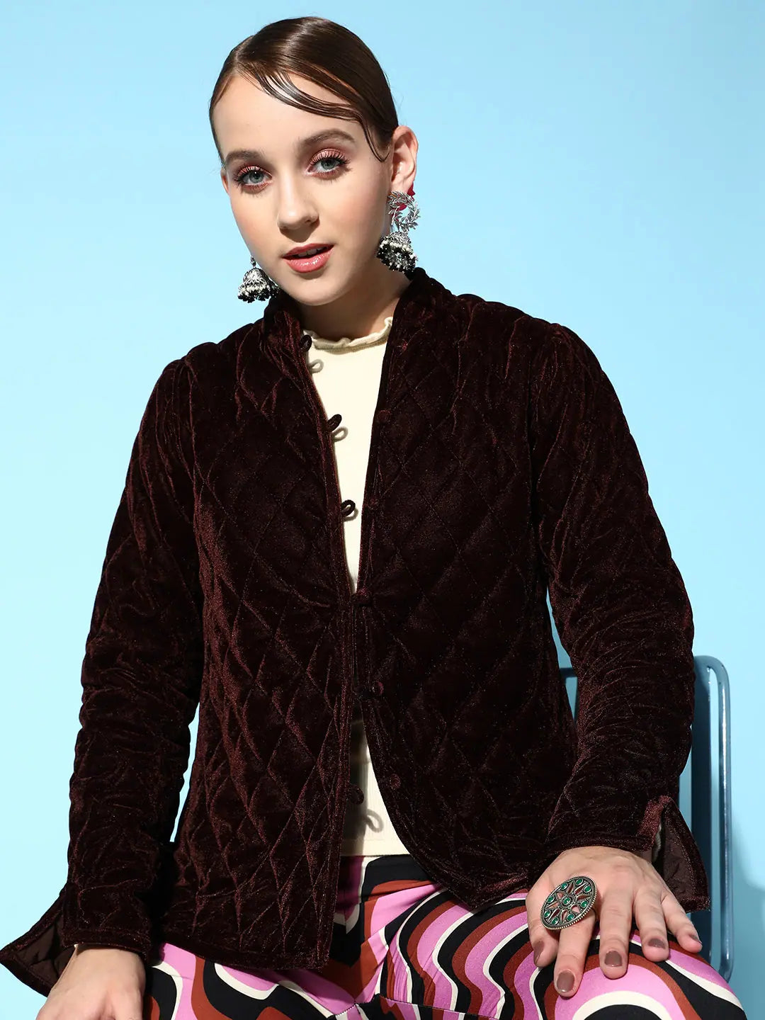 Women Solid Standard Brown Full Sleeve Jacket Cotton Jacket Linen Jacket Terry Jacket Women Solid Standard Brown Full Sleeve Jacket Cotton Jacket Linen Jacket Terry Jacket