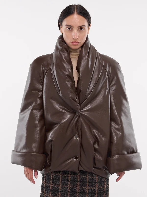 Eco-Leather Puffer Jacket (RR357-BROWN) Corduroy Jacket Velvet Jacket Brocade Jacket Eco-Leather Puffer Jacket (RR357-BROWN) Corduroy Jacket Velvet Jacket Brocade Jacket