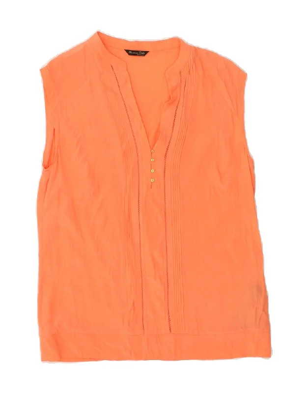 MASSIMO DUTTI Womens Sleeveless Pullover Shirt UK 12 Medium Orange Viscose Leg Sleeve Comfort MASSIMO DUTTI Womens Sleeveless Pullover Shirt UK 12 Medium Orange Viscose Leg Sleeve Comfort