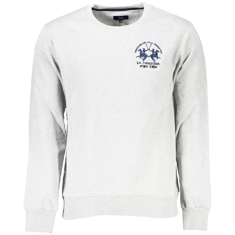 Elegant Cotton Crewneck Sweatshirt In White Hoodie with Button Placket Classic Preppy