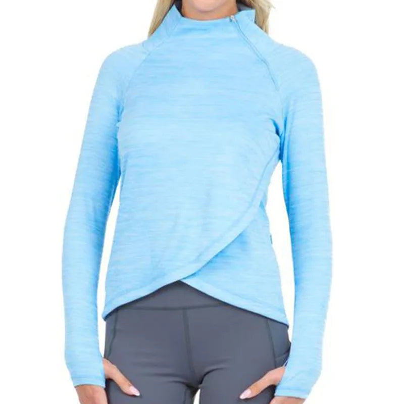 Ibkul  Asymmetrical Zip Pullover - SPF 50  PERIWINKLE Angora Wool Cozy