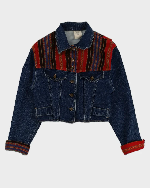 Vintage 90s Pulse Jeans Cropped Denim Jacket - S Notch Collar Peter Pan Collar Cowl Neck Vintage 90s Pulse Jeans Cropped Denim Jacket - S Notch Collar Peter Pan Collar Cowl Neck