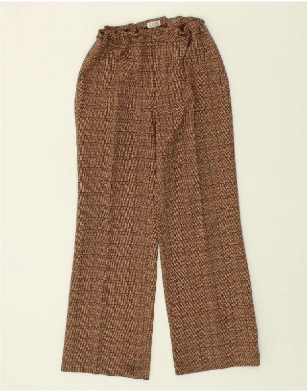 STEFANEL Womens Straight Casual Trousers IT 46 Large W32 Brown Check Trousers Satin Smooth STEFANEL Womens Straight Casual Trousers IT 46 Large W32 Brown Check Trousers Satin Smooth