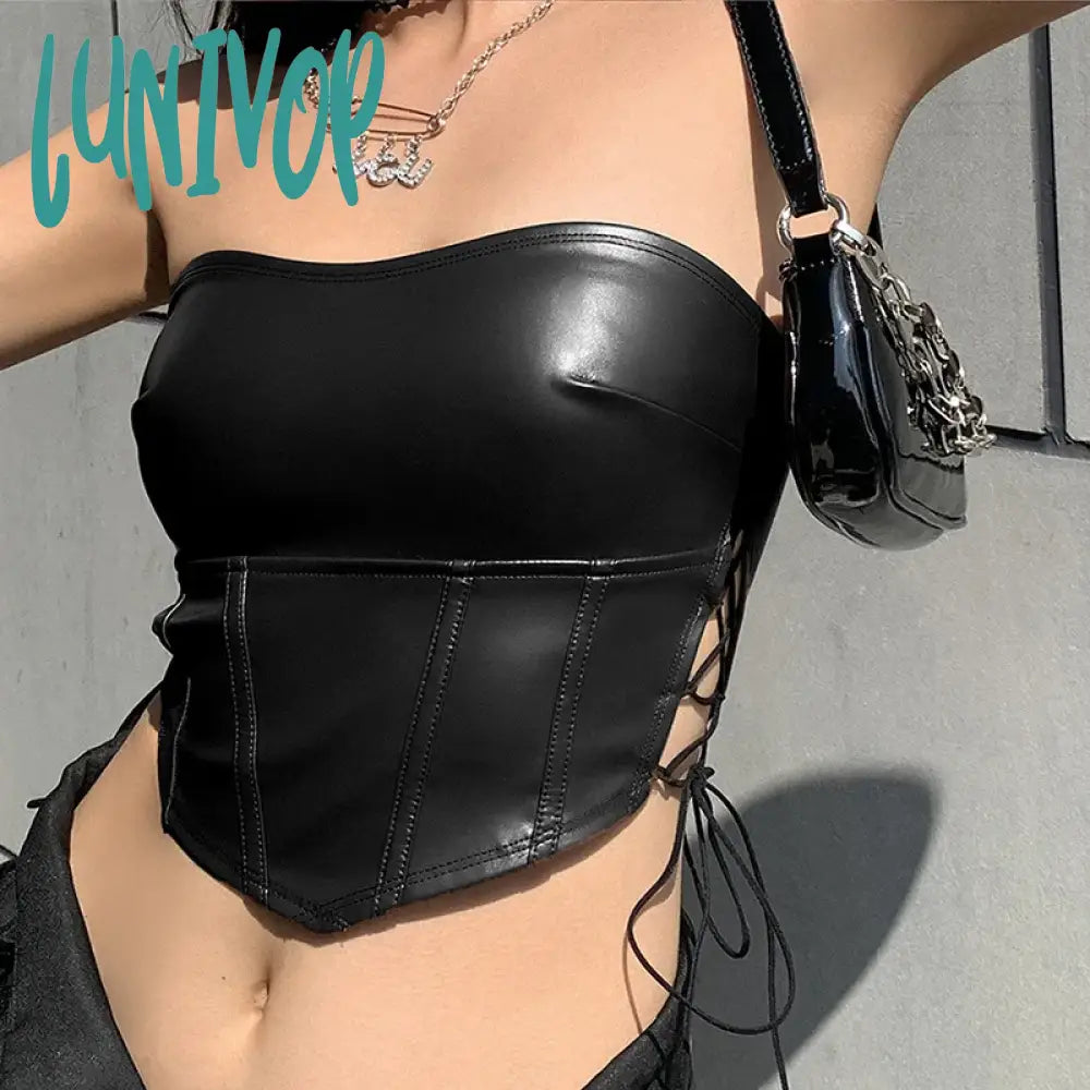 Lunivop Sexy Corset Lace Up Corset Top Black Tank Top Women Strapless Tube Top Bodycon Camis Backless Sleeveless Streetwear Y2K Clothes baby blue tank Lunivop Sexy Corset Lace Up Corset Top Black Tank Top Women Strapless Tube Top Bodycon Camis Backless Sleeveless Streetwear Y2K Clothes baby blue tank