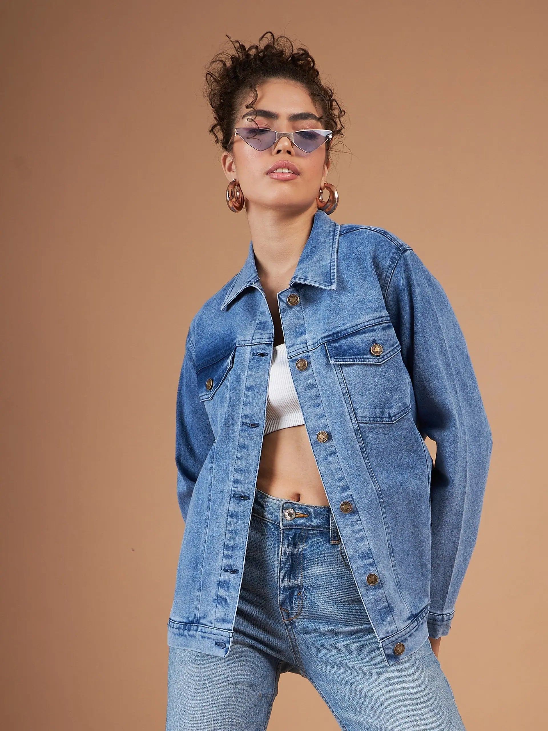 Women Solid Standard Blue Collared Neck Full Sleeve Jacket Mesh Jacket Canvas Jacket Denim Jacket Women Solid Standard Blue Collared Neck Full Sleeve Jacket Mesh Jacket Canvas Jacket Denim Jacket