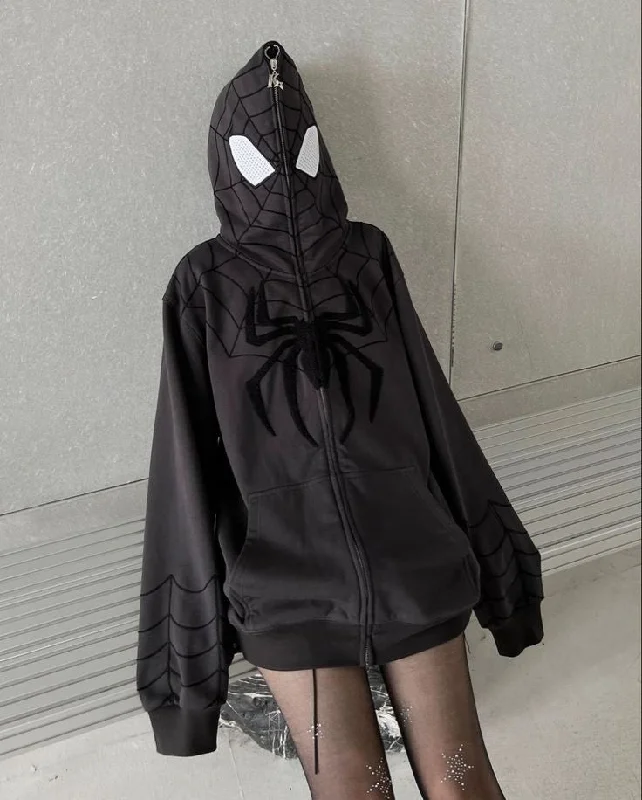 Viral Spiderman Y2K Streetwear Oversized Fashion Full Zip Up Zipper Hoodie For Women- Limited Edition Hoodie with Hem Raw Edge Edgy Unfinished Viral Spiderman Y2K Streetwear Oversized Fashion Full Zip Up Zipper Hoodie For Women- Limited Edition Hoodie with Hem Raw Edge Edgy Unfinished