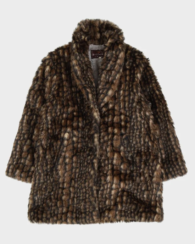 Vintage 1990s Patterned Faux Fur Jacket - S Jacket Blazer Coat