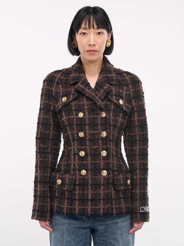 Check Double-Breasted Jacket (1016952-1A12269-2N020-BROWN-BL) Herringbone Jacket Checkered Jacket Solid Jacket Check Double-Breasted Jacket (1016952-1A12269-2N020-BROWN-BL) Herringbone Jacket Checkered Jacket Solid Jacket