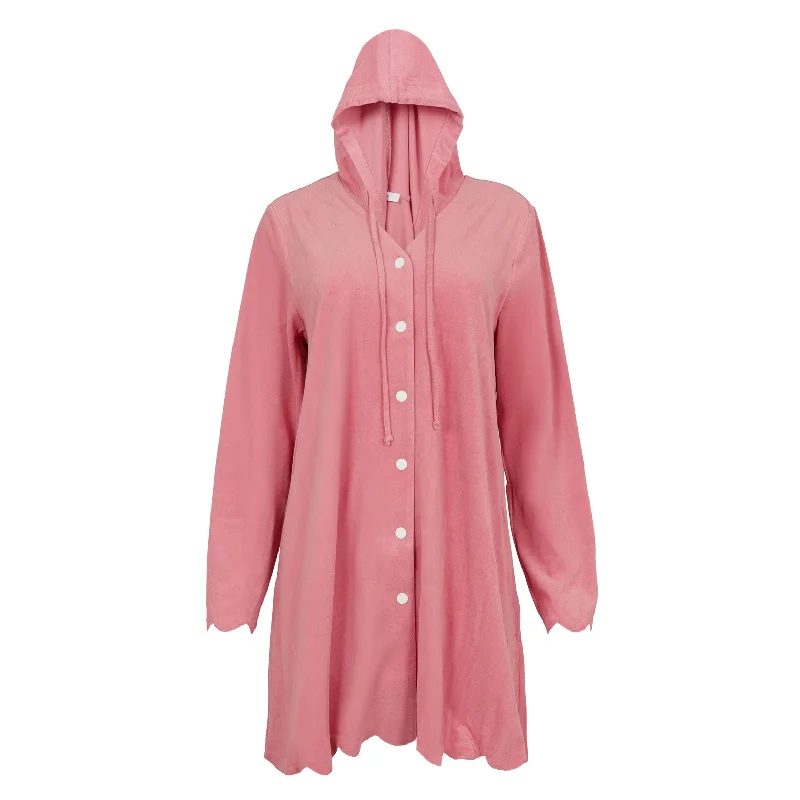 Hooded Jacket Pink Zip Front Button Front Snap Front