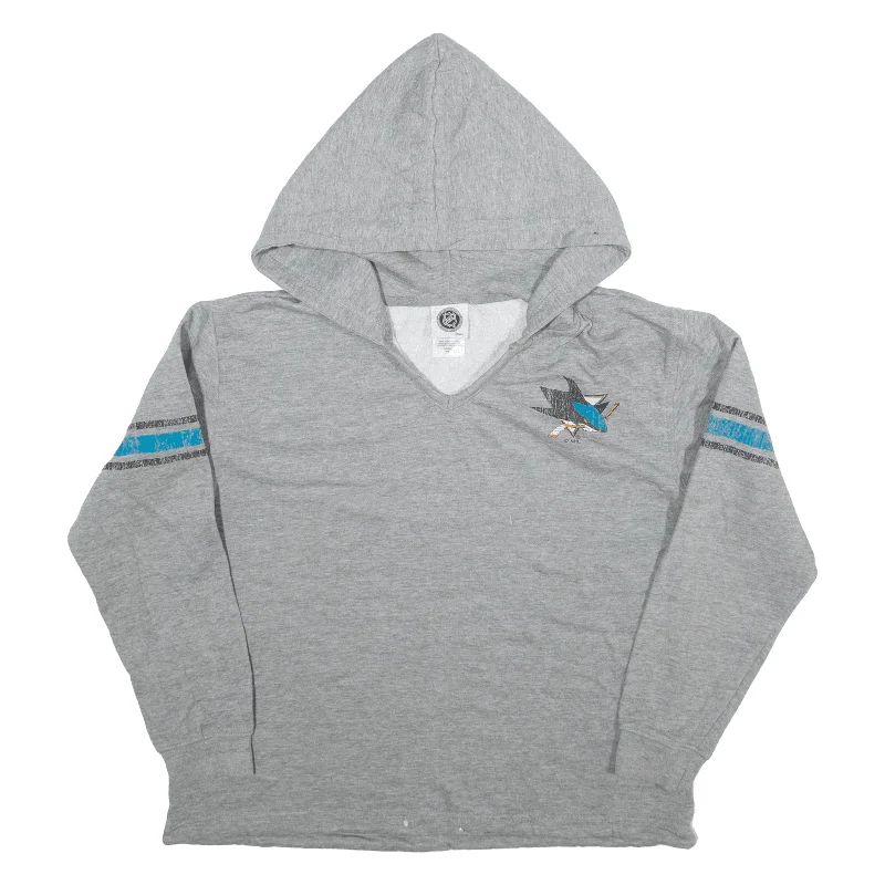 NHL San Jose Sharks USA Hoodie Grey Pullover Womens S Bishop Sleeve Elegant