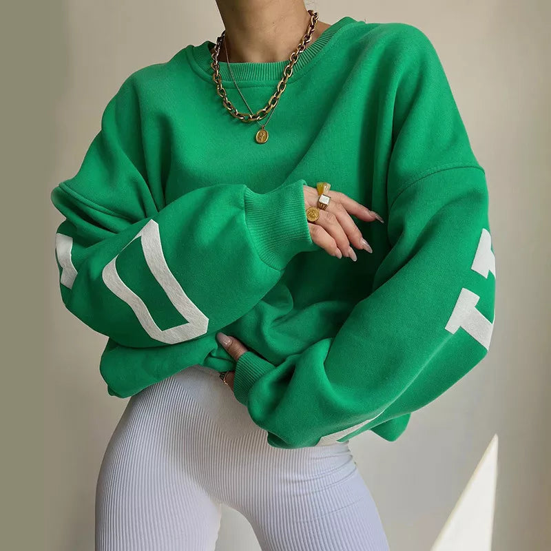 Puloru Oversized Pullover Tops for Women Autumn Winter Casual Streetwear Letters Print Long Sleeve Sweatshirts Loose Tops Hoodie with Hem Contrast Bold Stylish Puloru Oversized Pullover Tops for Women Autumn Winter Casual Streetwear Letters Print Long Sleeve Sweatshirts Loose Tops Hoodie with Hem Contrast Bold Stylish